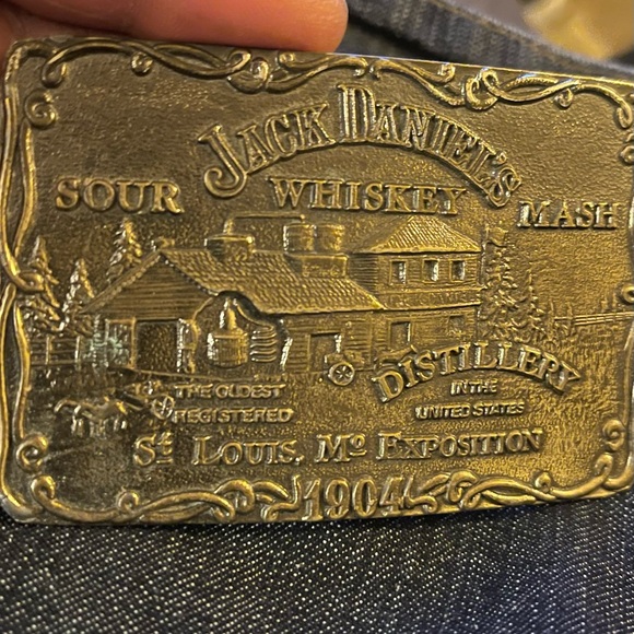 Jack Daniels Gold Belt with Ornate Design and Engraved Text - Picture 1 of 3